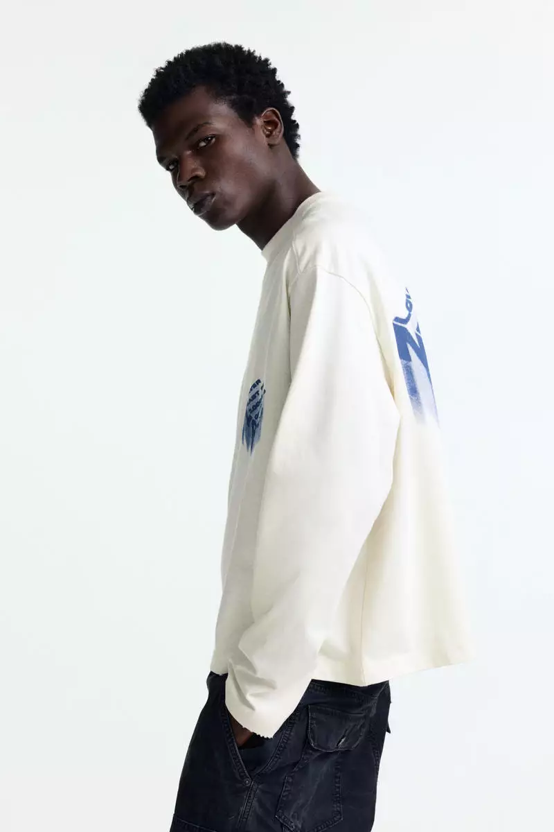 Oversized Fit Printed jersey top