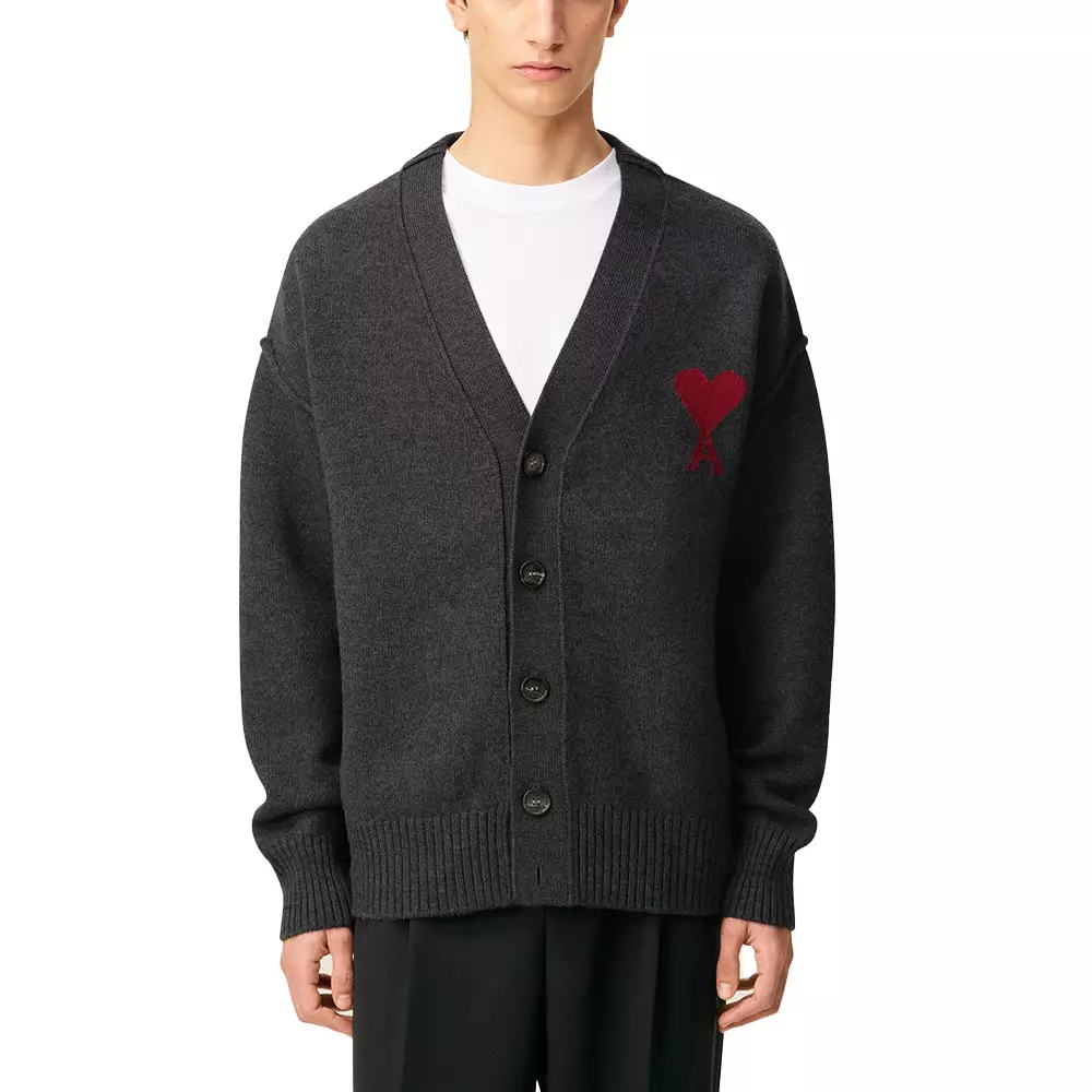 Red De Coeur Cardigan Grey