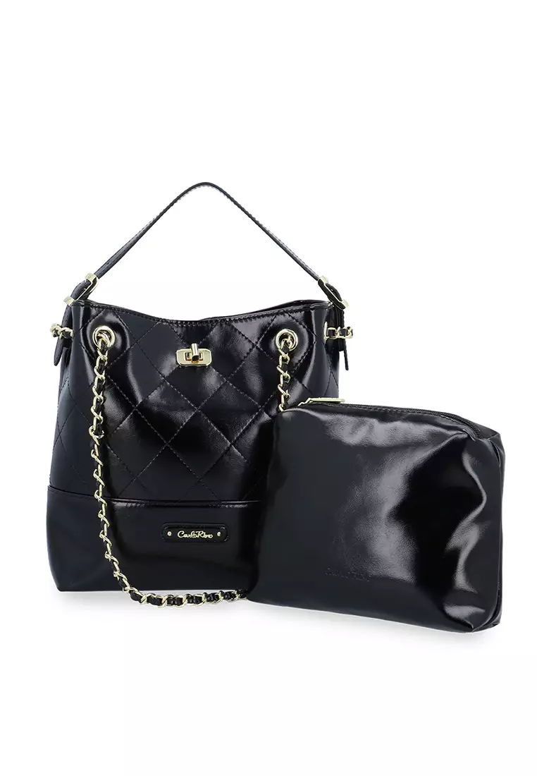 Buy Carlo Rino The Aurora Quilted Top Handle Bag - Black 2026 Online ...