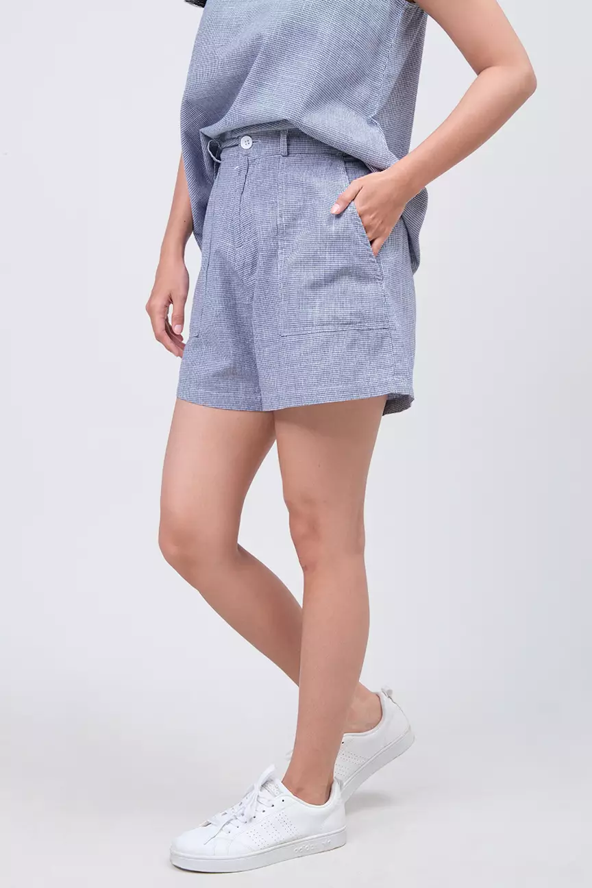 Celana Pendek Wanita Celsie Blue White