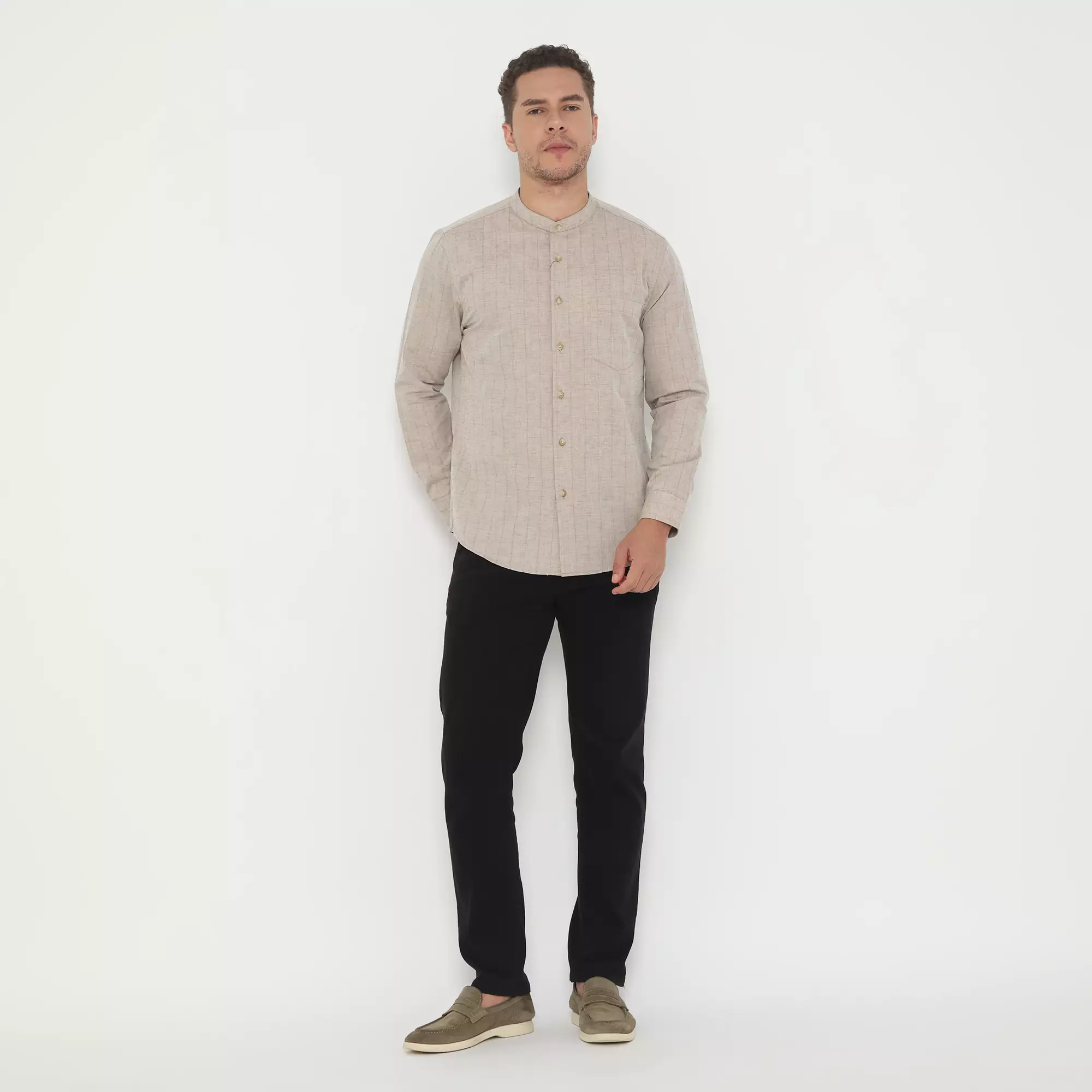 Platini Kemeja Pria Koko Shanghai Panjang Katun Light Brown 22075.28