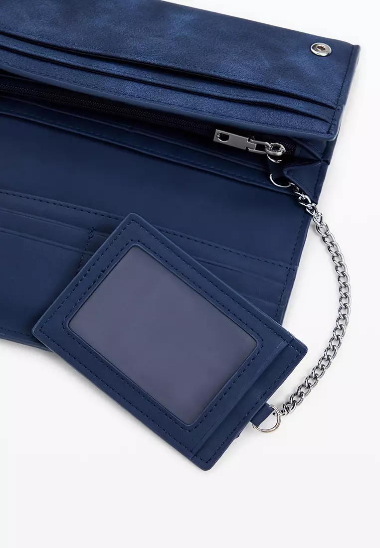 Medium embroidered faux leather wallet