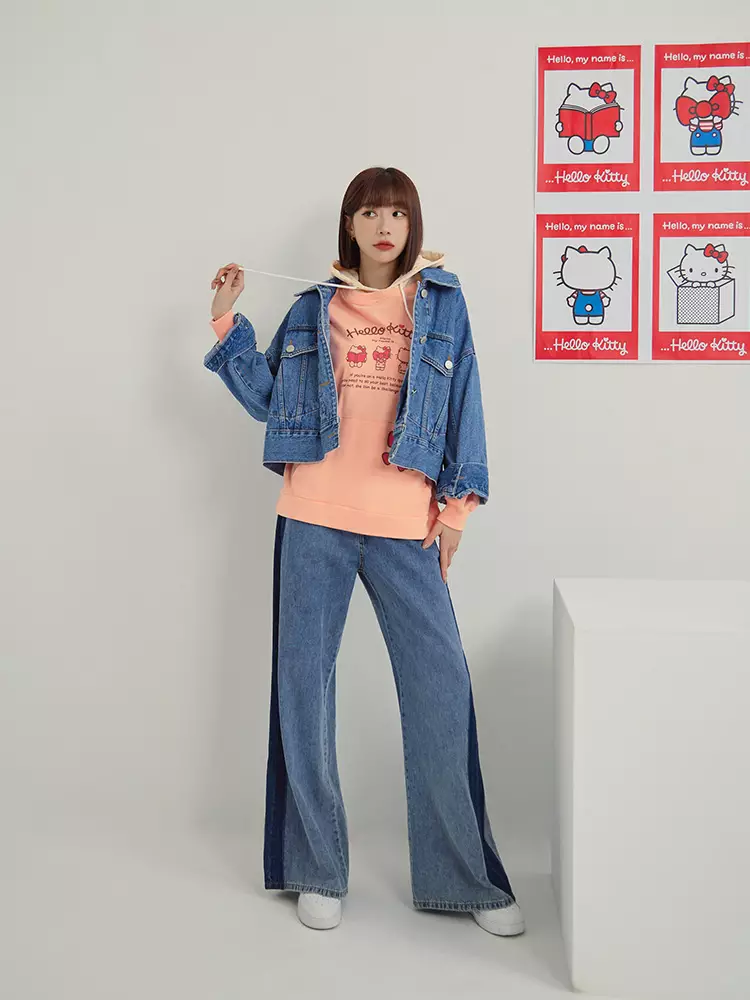 Hello kitty color block hoodie on sale