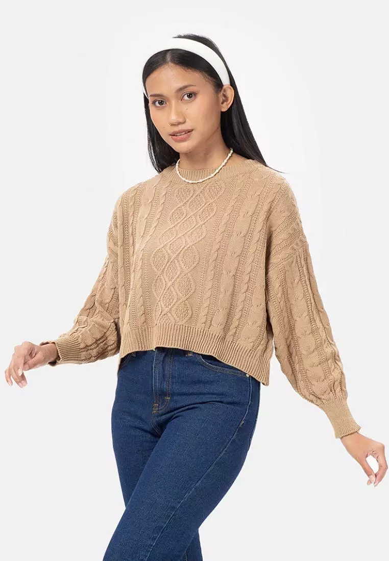 Emelie Long Sleeve Blouse in Beige