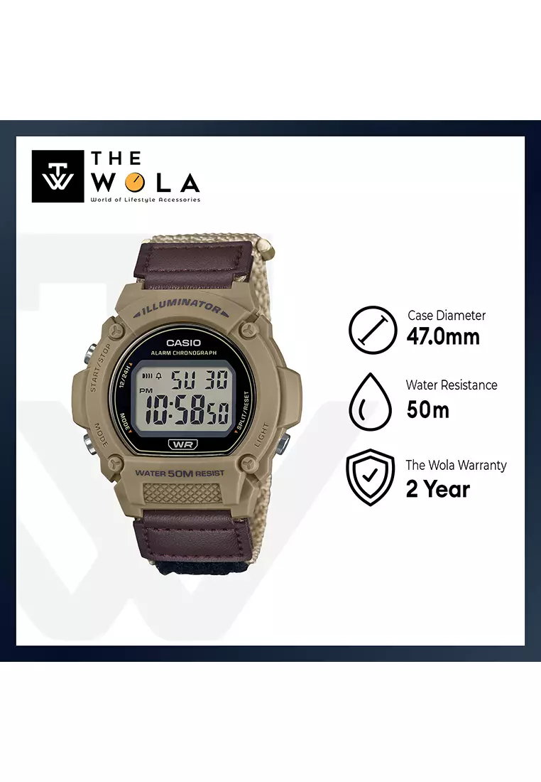 Men's Digital Watch W-219HB-5A Brown Cloth Strap Sport Watch
