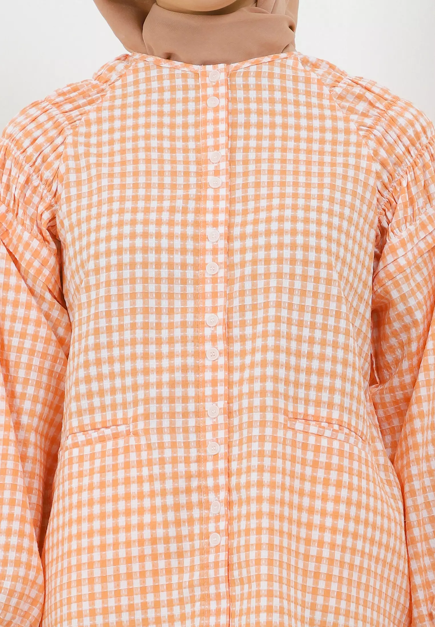 MFMW Danaria Atasan Blouse Orange Motif Kotak