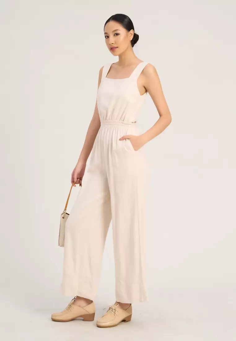 Light Beige Linen Jumpsuit
