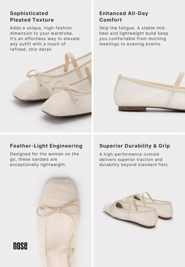 MESH PLEATED BALLET FLATS