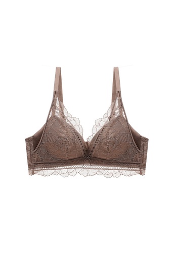 ZITIQUE brown Women's Autumn-winter Non-wired Push Up Lingerie Set (Bra and Underwear)  - Brown A4488USF7F72D4GS_1