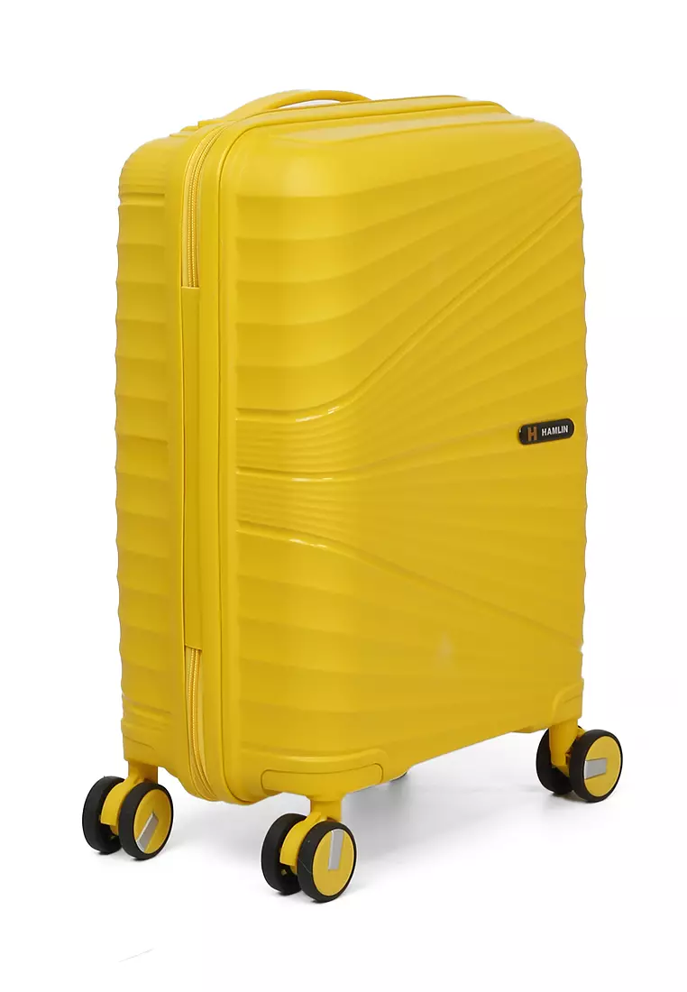 Carlton Koper Size 20inch Unisex Lock Anti Theft Zipper Suitcase Material Fiber ORIGINAL - Yellow