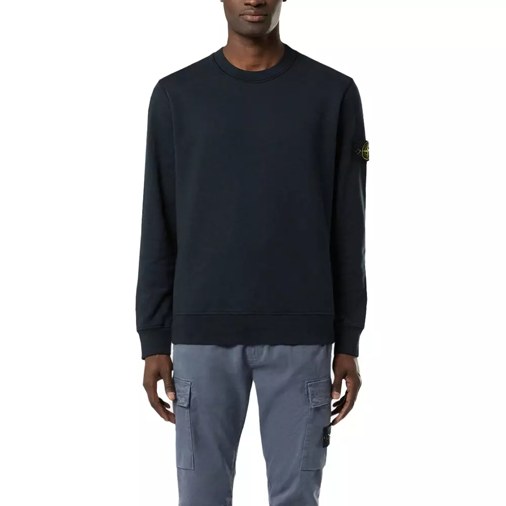 6100060 Organic Cotton Fleece Crewneck Sweatshirt with Raglan Sleeves Navy Blue