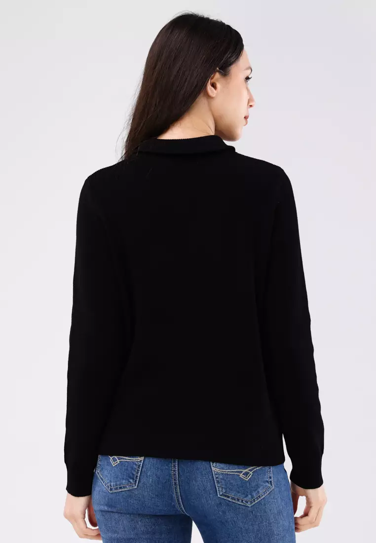 Knitted Plain Long Sleeve Blouse