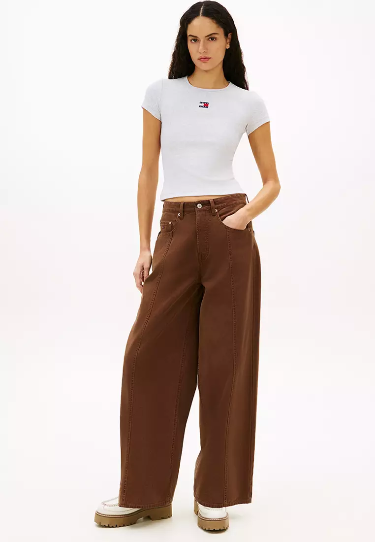 商標羅紋修身T恤 - Tommy Jeans