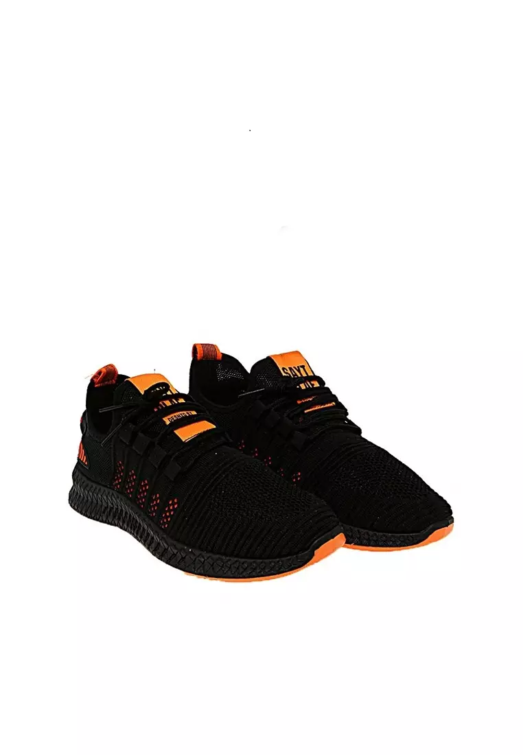 Chayton Sepatu Olahraga Pria Kasual Running Sport Material Flyknit Mesh ORIGINAL - Black Orange