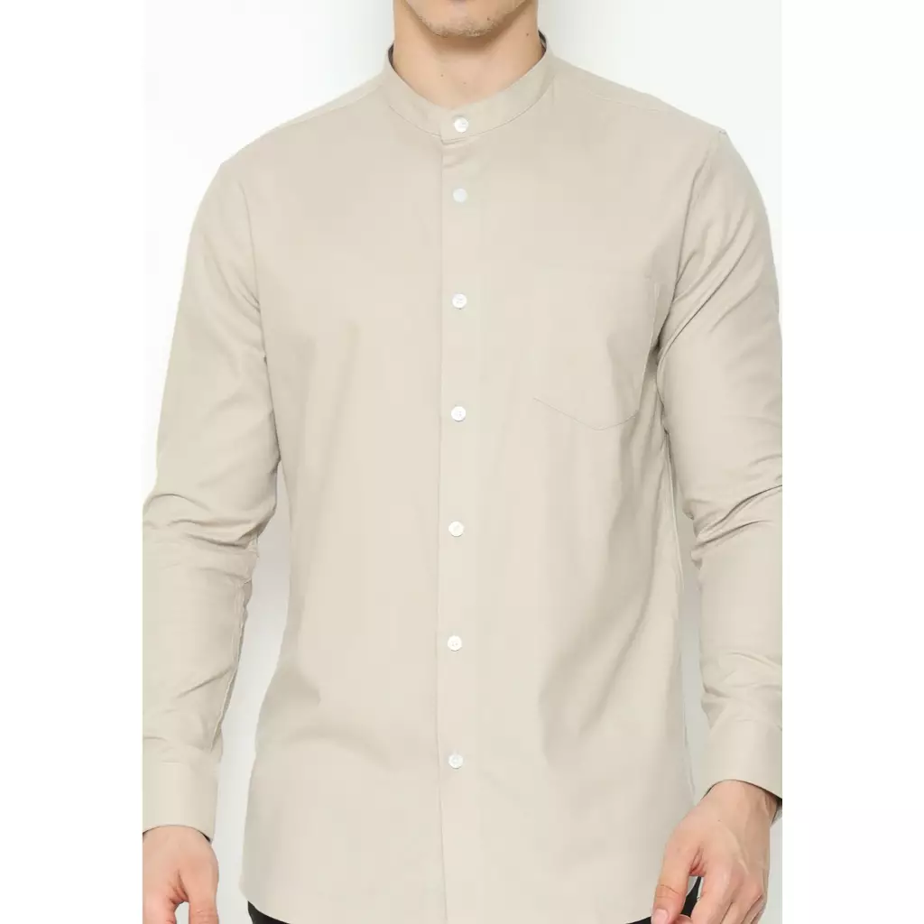MAGINOT Kemeja Pria KOKO Basic Polos Lengan Panjang SAND