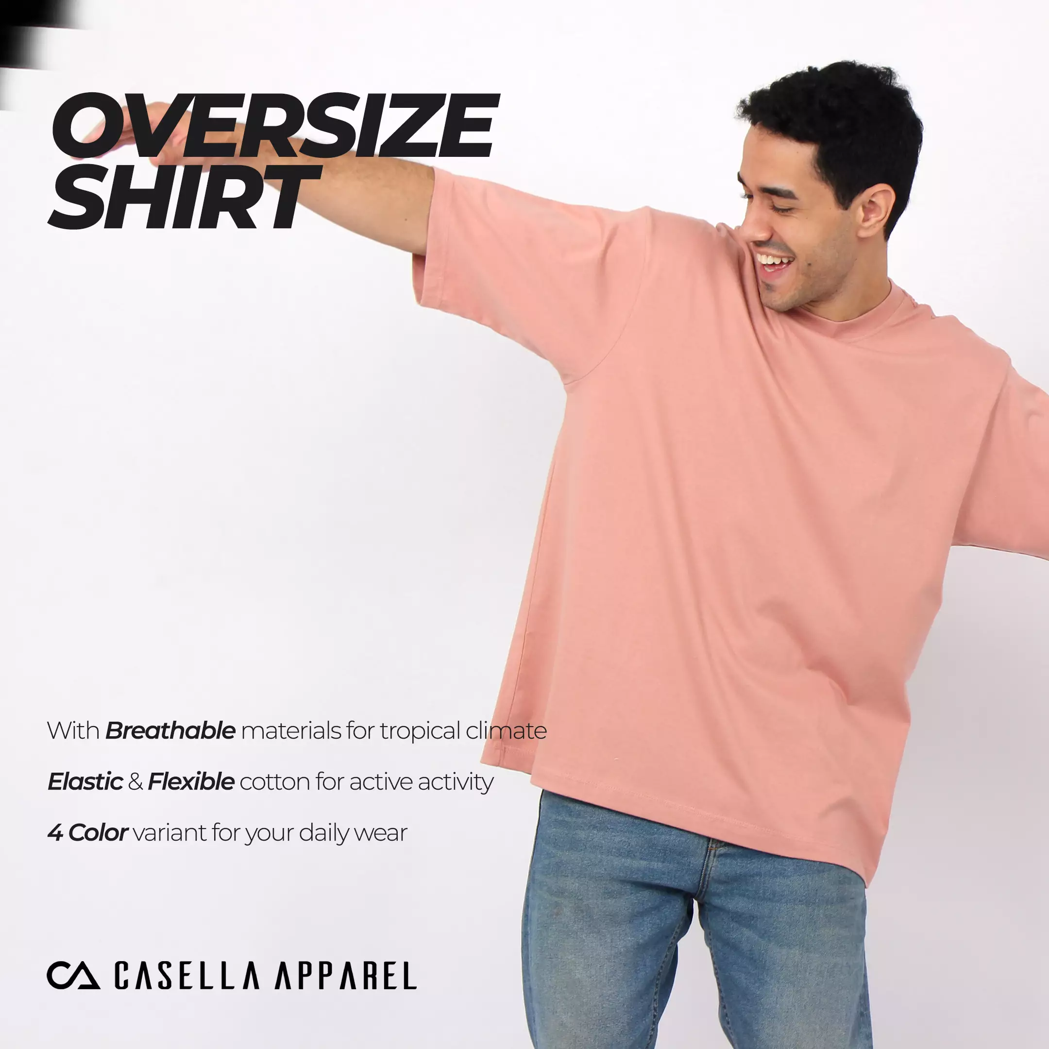 Simple Perfect Kaos Polos Oversize Cotton Lengan Pendek | Kaos Unisex Kaos Oversize Pria Basic Peach