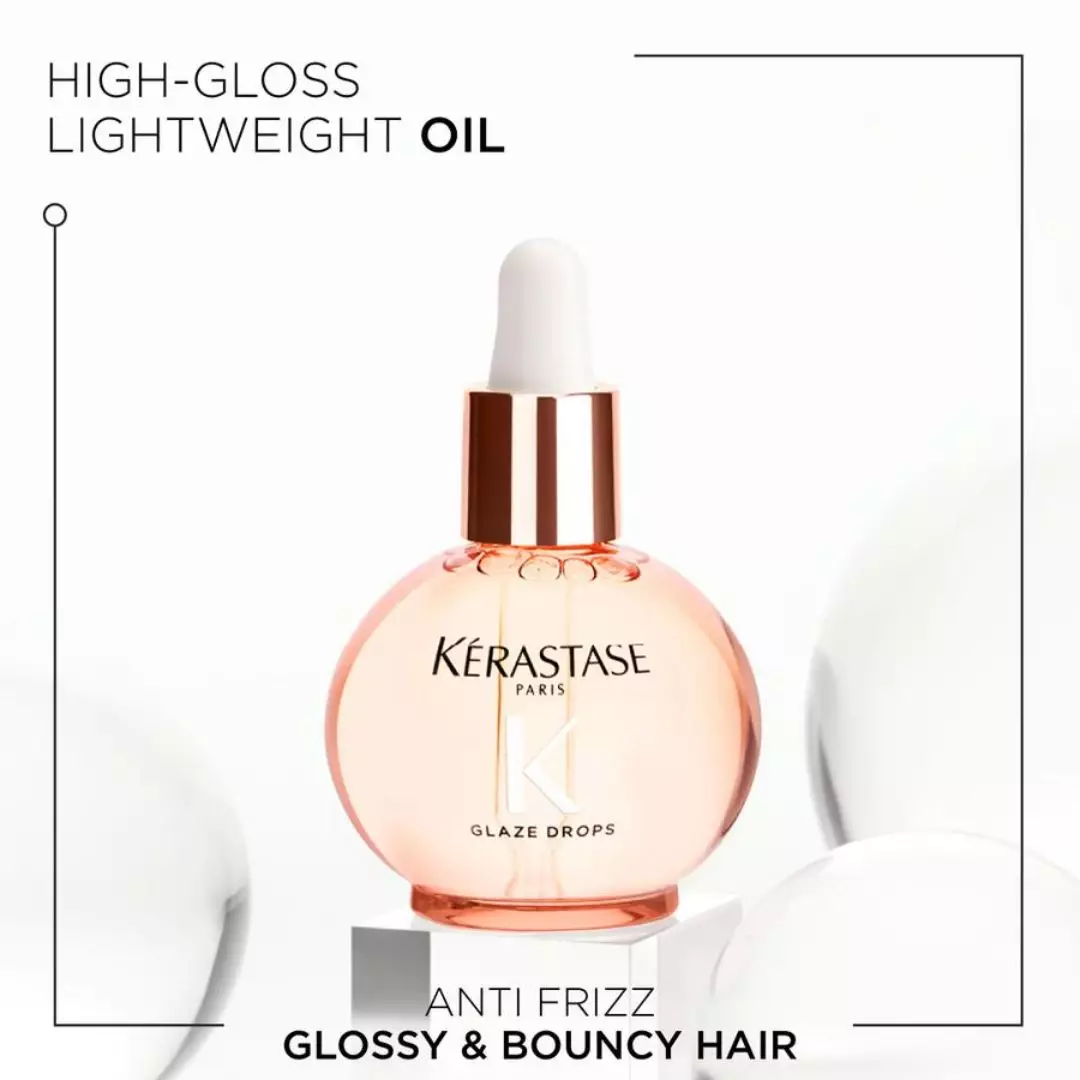 Kerastase Gloss Absolu Glaze Drop Hair Oil 45ml - Hair Oil untuk Rambut Glossy dan Bouncy - Mengandung Wild Rose Oil