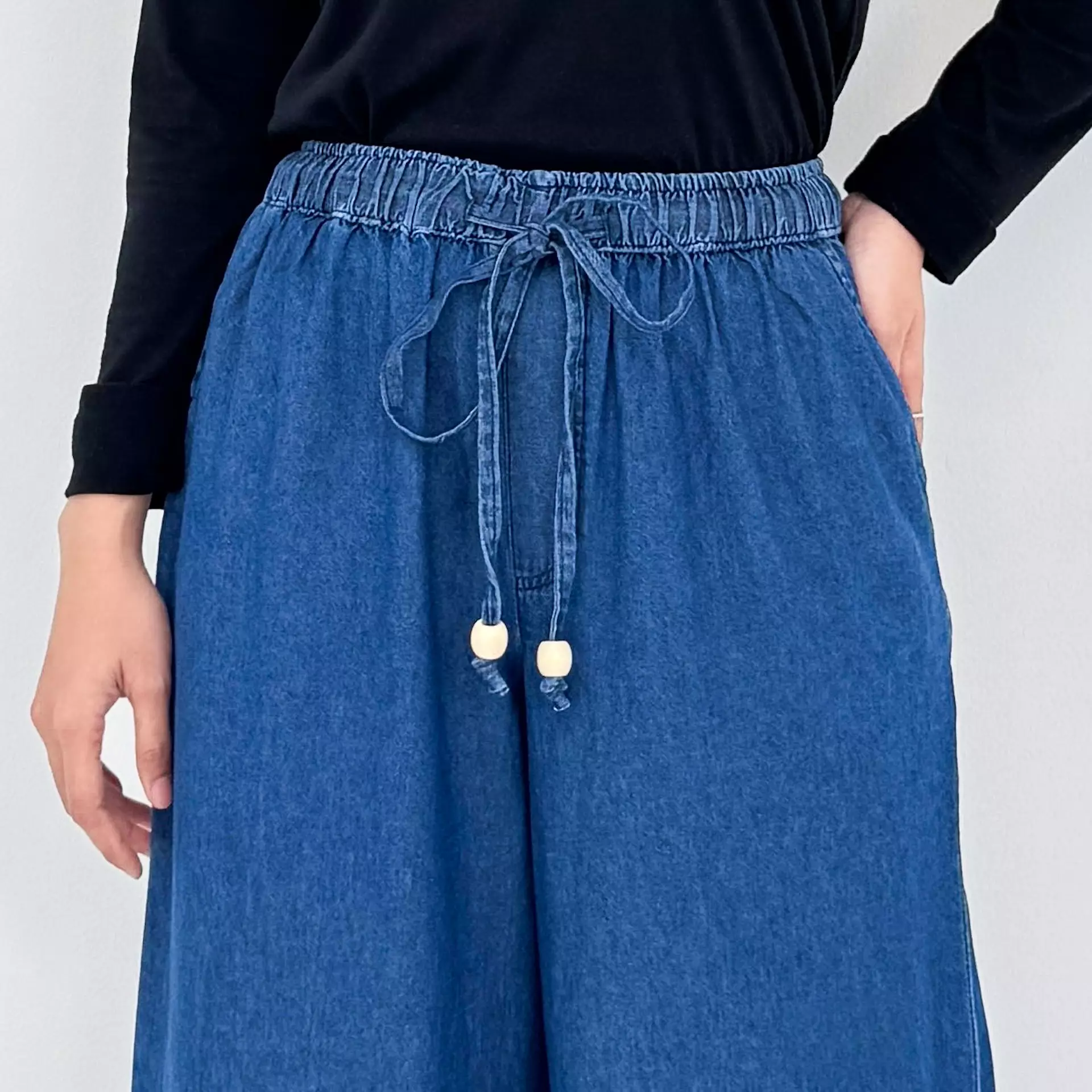 Ella Loose Denim Culotte - Celana Panjang Soft Jeans Wanita