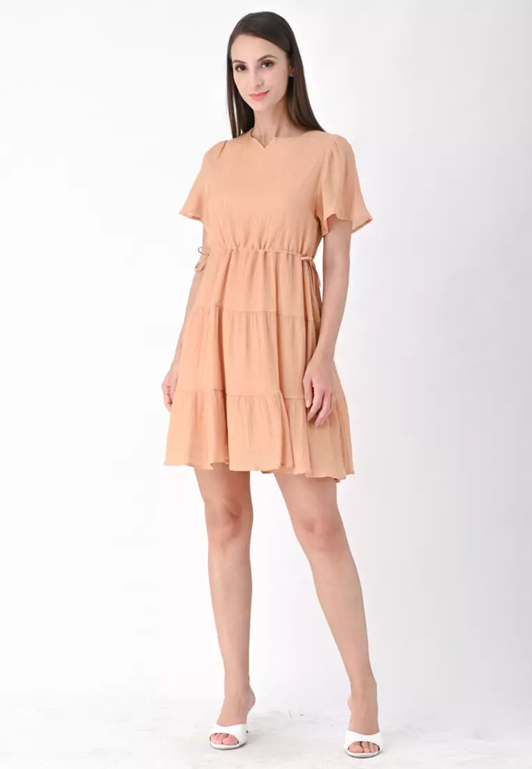 可调节腰围迷你连衣裙