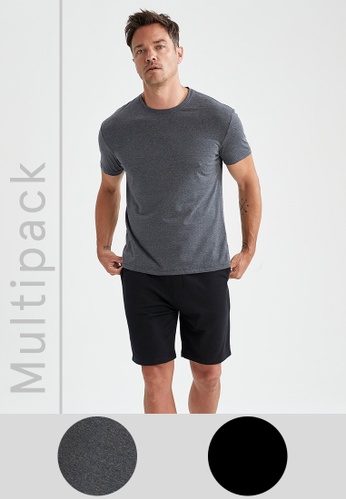 DeFacto 灰色 2-pack Short Sleeve Round Neck T-Shirt 3005EAAB8F8783GS_1