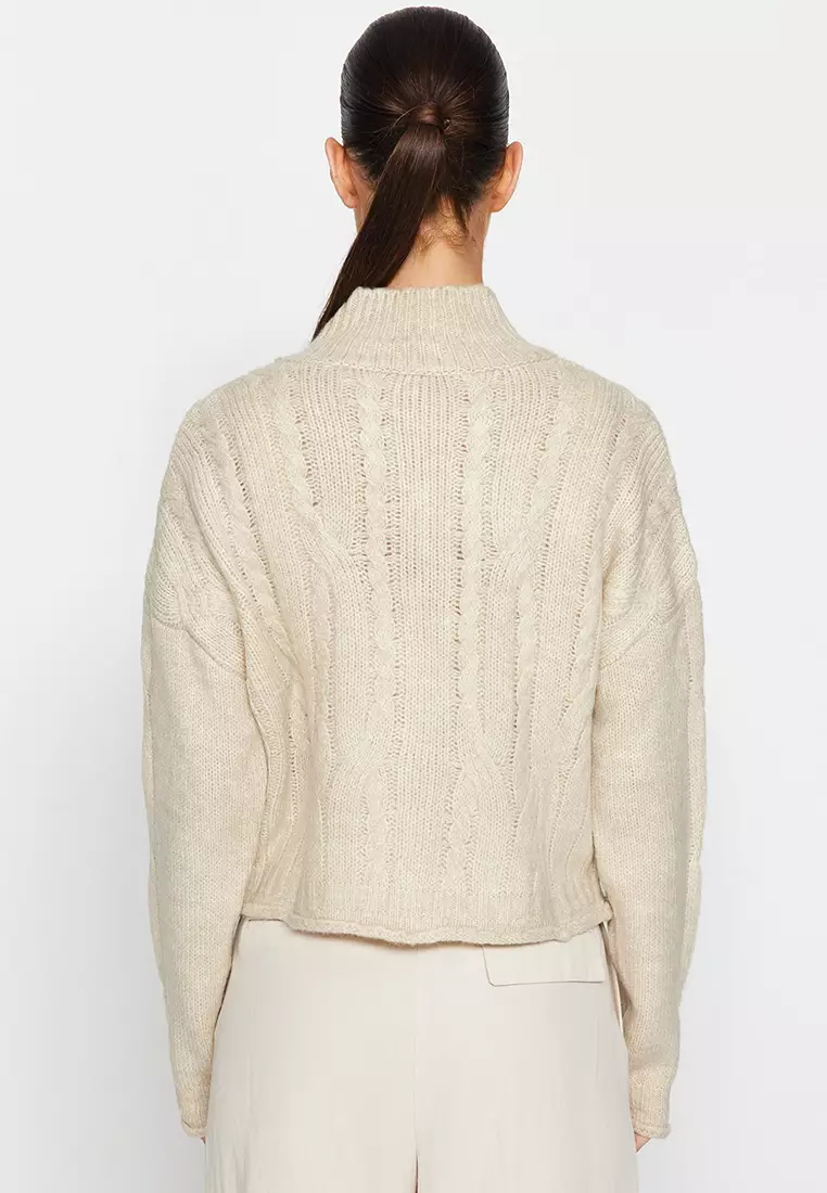 Buy Trendyol Soft Textured Sweater Cardigan with Zipper and Braids 2024  Online