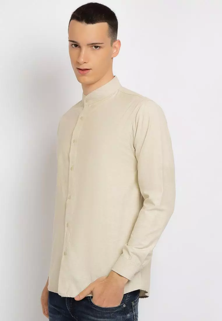 PAULMAY Kemeja Koko Formal Pria Lengan Panjang - Khaki Shirts