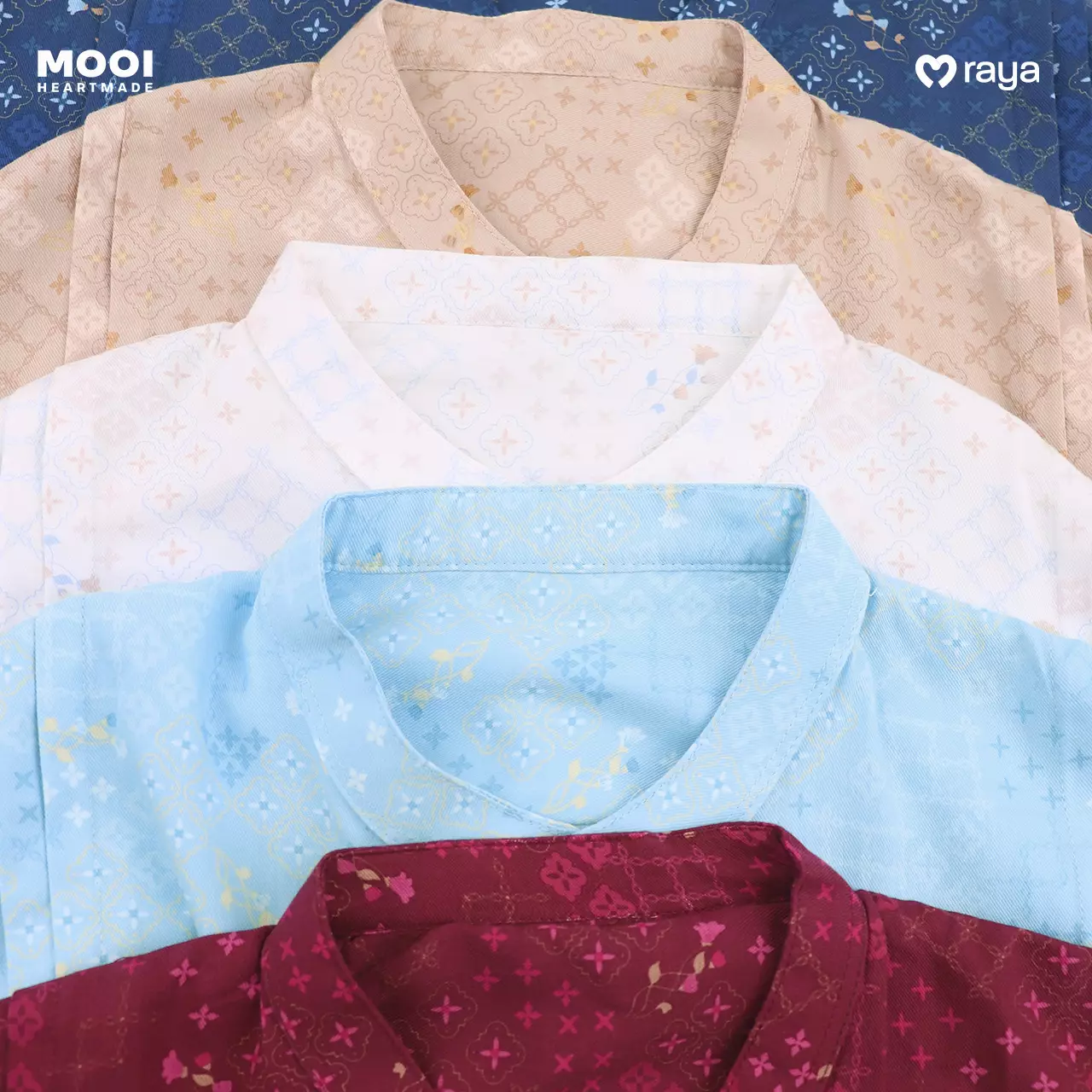 Mooi Atasan Pria Kemeja Pria Raya Collection Rashad Koko Adult Zeina Series - White