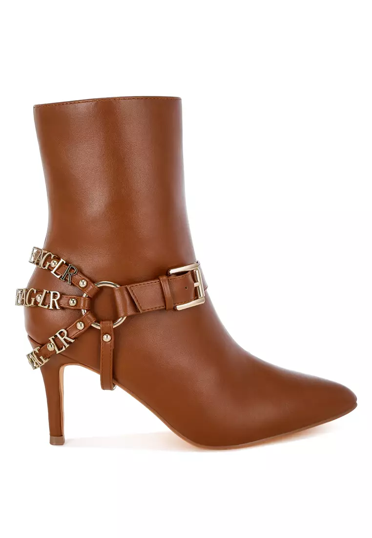 Discount on London Rag  shoes - SKU: Harness Detail Stiletto Boots in Tan