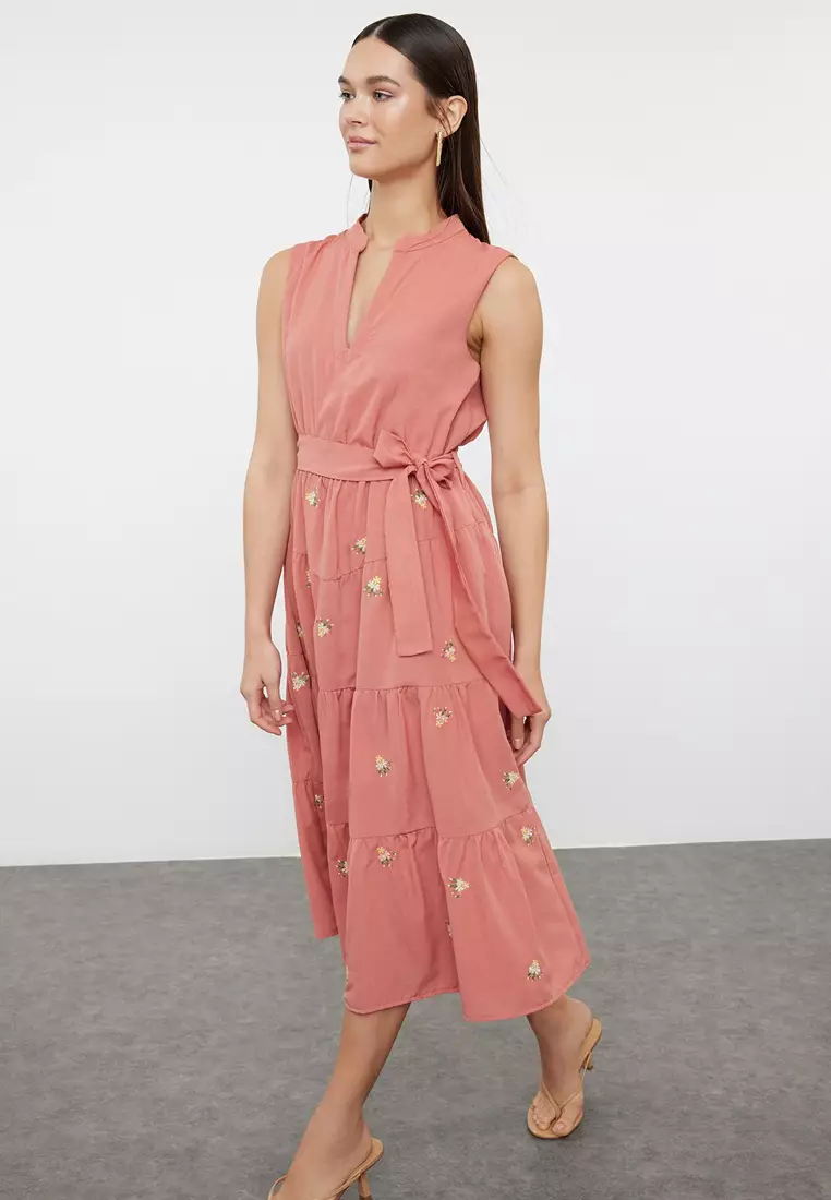 Embroidered Midi Dress