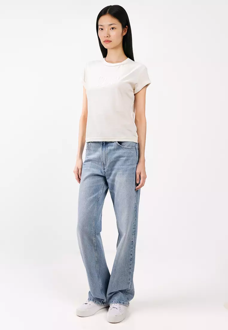 Velour Embossed Logo Graphic Slim T-Shirt - Calvin Klein Jeans - Calvin Klein Jeans