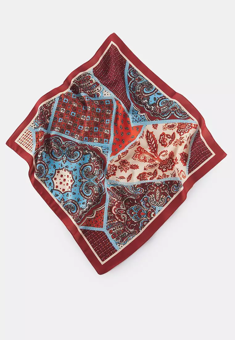 Red Patterned 50*50cm 2-Pack Scarf Accessory