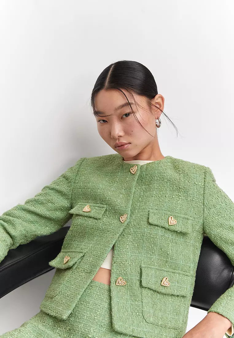 mango green tweed jacket