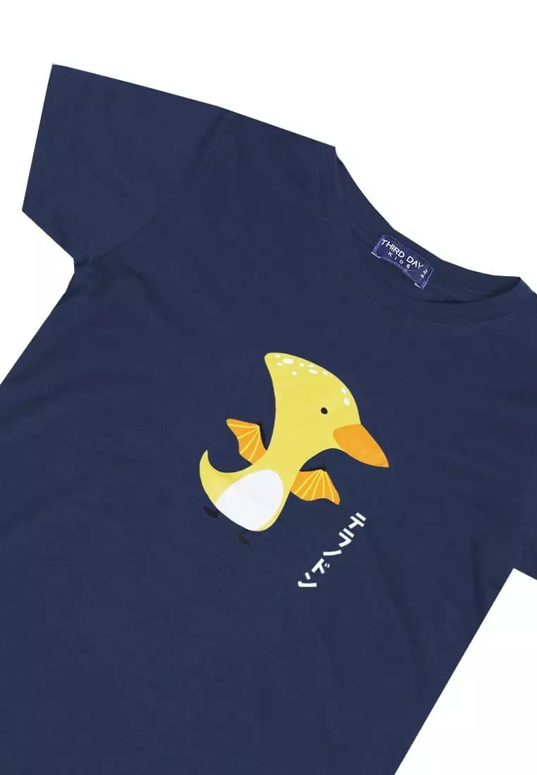 KU022 kaos anak boy girl pteranodon lucu navy