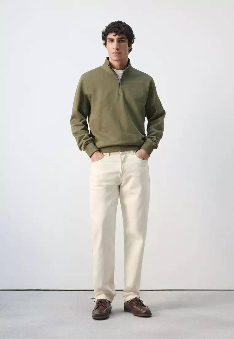 100% Cotton Zip-Neck Sweatshirt