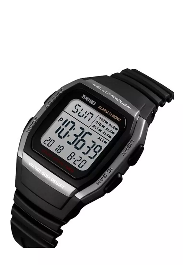 Jam Tangan Kasual Digital Pria Waterproof 50m Strap Tali Material Silicone TE42 ORIGINAL