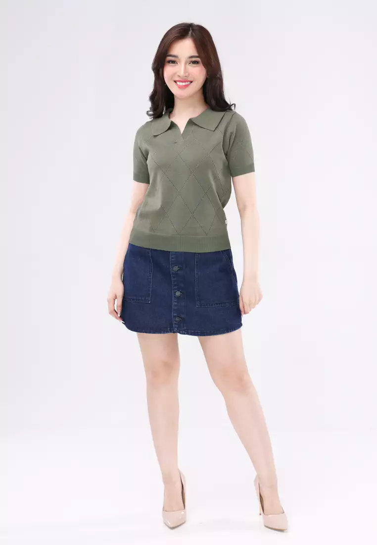 Knitted Short Sleeves Top