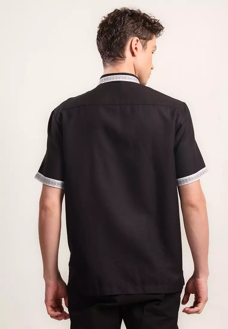MOC Kemeja Koko Lengan Pendek Pria Kenya - Black