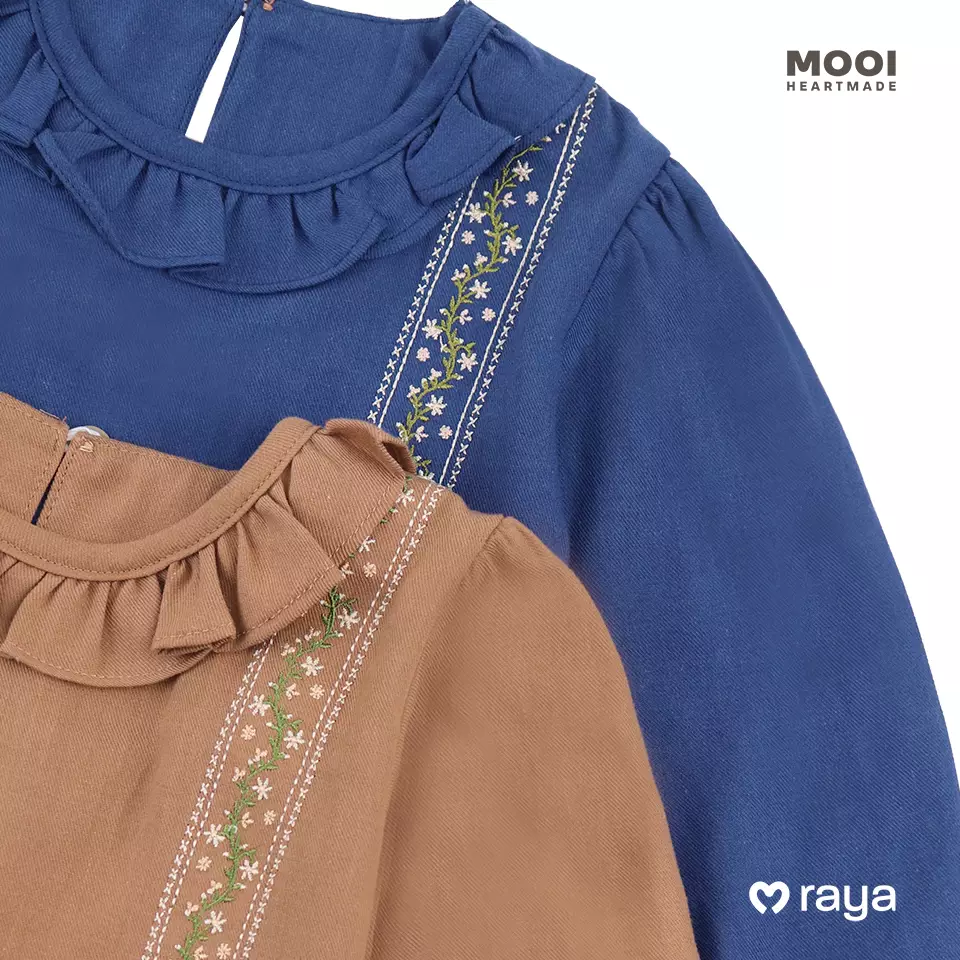 Mooi Setelan Anak Perempuan Raya Collection Asra Tunic Ruffle Set - Classic Blue