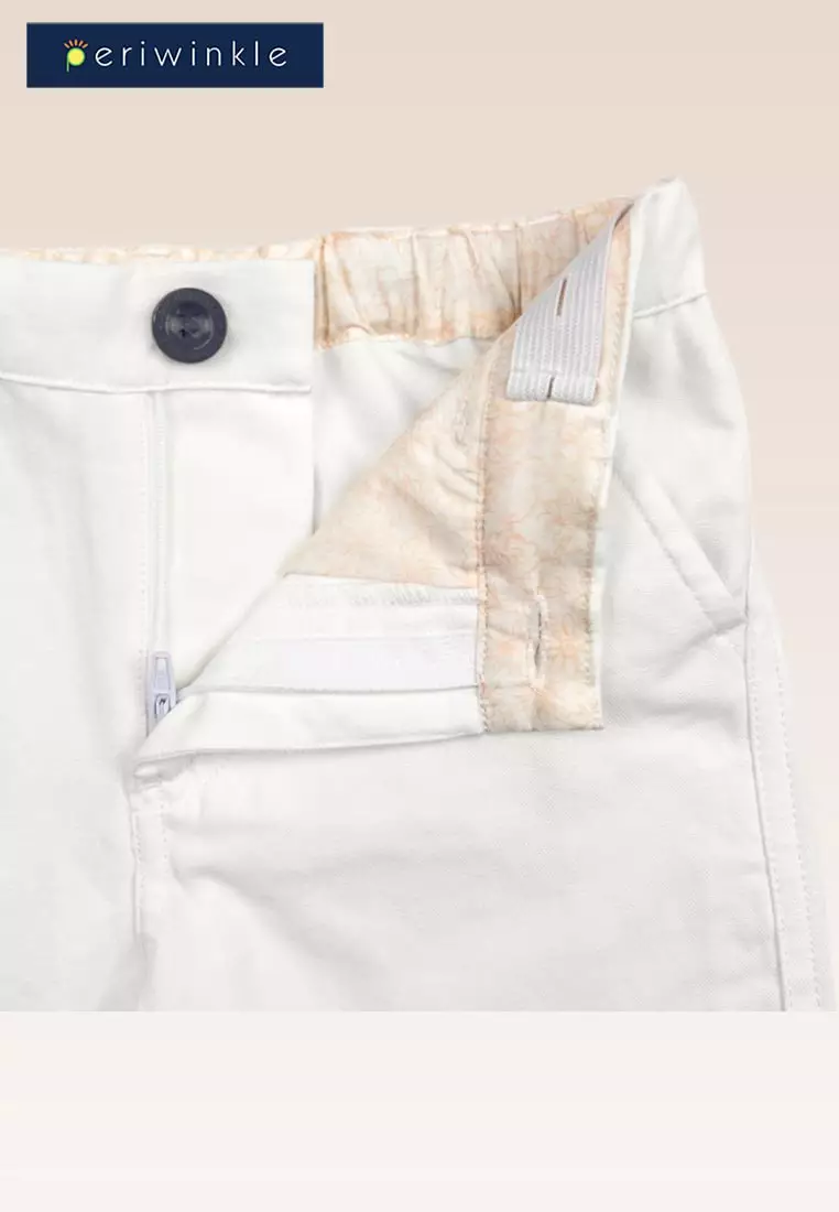 Mateo Boys White Slim Fit Shorts with Pockets