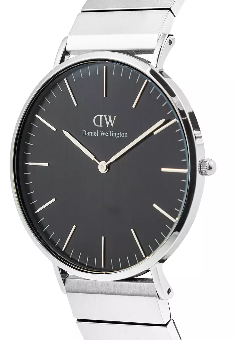 Classic 40mm Sterling Piano Silver Brushed Onyx - Men Watch stainless steel watch DW Official Authentic Original