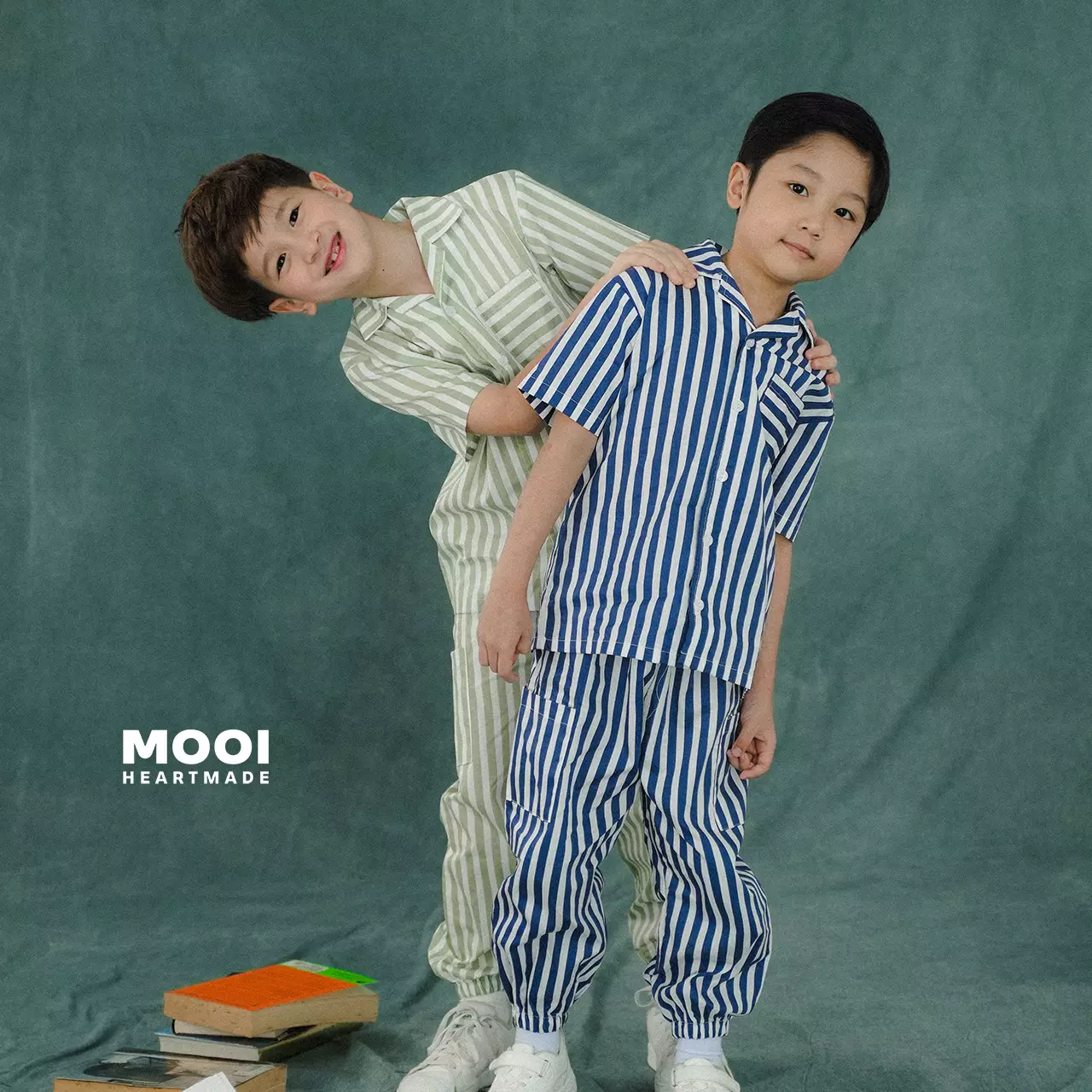 Mooi Kemeja Anak Laki-laki Kemeja Katun Motif Arka Striped Shirt - Classic Blue