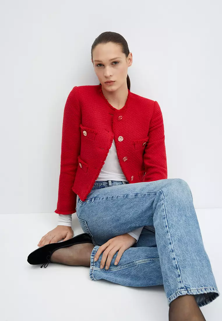 Red blazer clearance mango