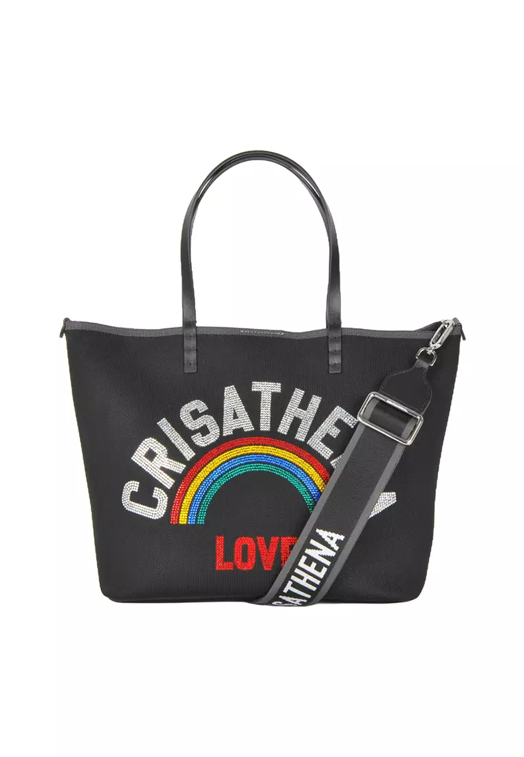 Glam Rainbow Middle Tote Bag in Black