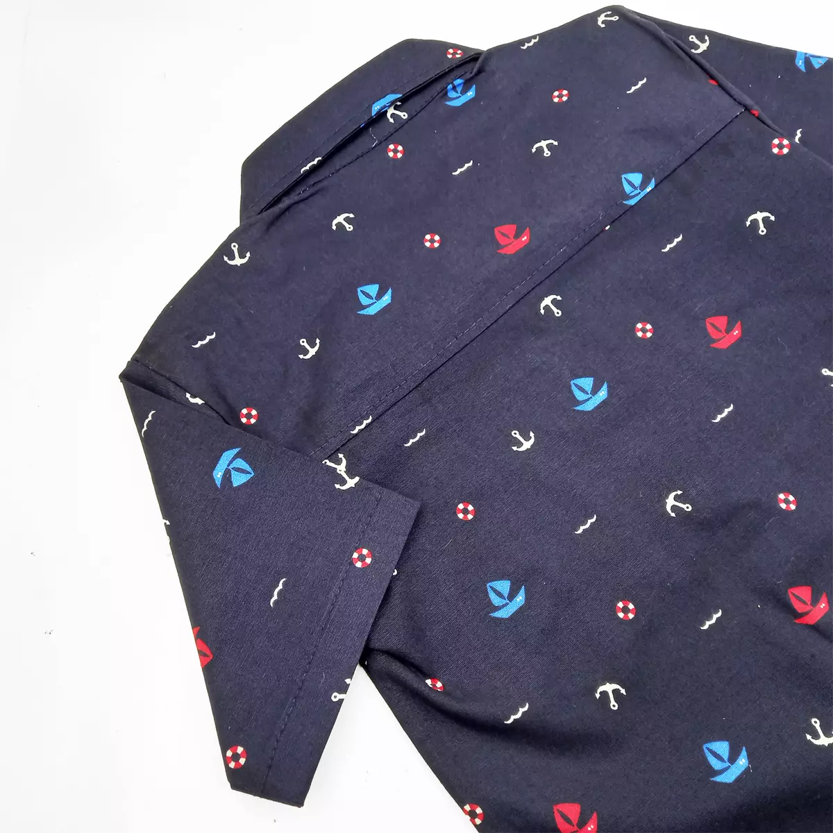 Wakakids Kemeja Anak Laki Laki Atasan Baju Kerah Motif Anchor Collar Shirt 4203