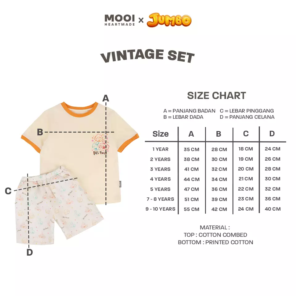 Mooi x Jumbo Setelan Anak Vintage Set - Ivory