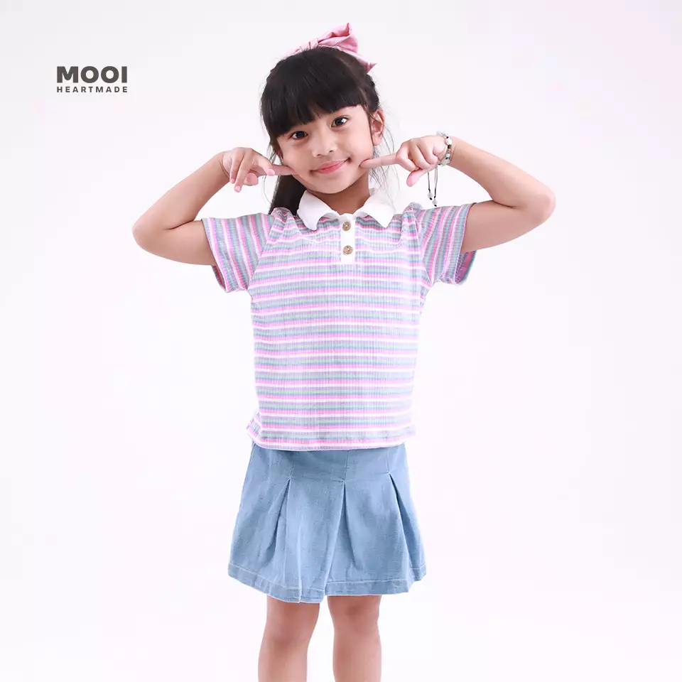 Mooi Atasan Anak Perempuan Ariella Top - Candy Pink
