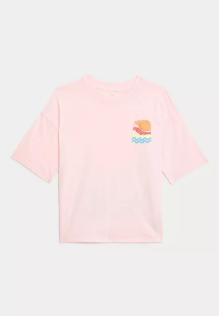 Pure Cotton Palm Springs Graphic T-Shirt