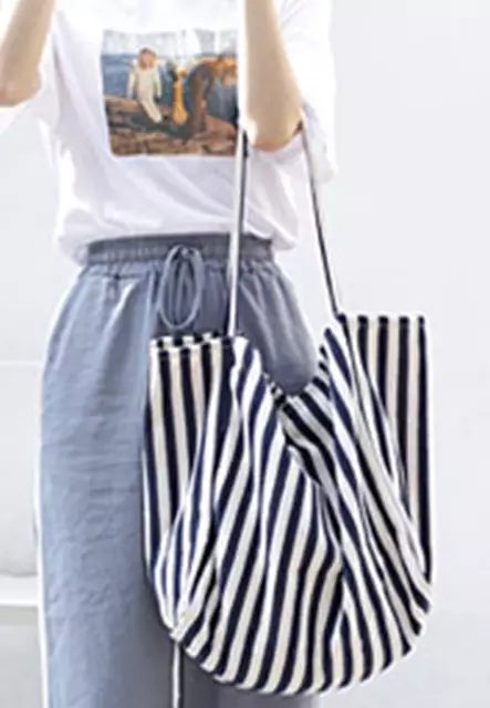 Simple Small Fresh Small Striped Canvas Bag Ca21051315BL