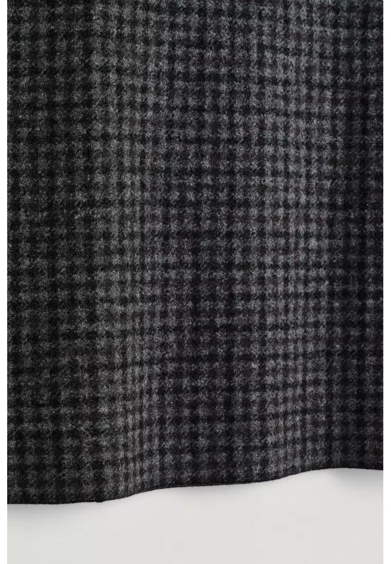 CHECKED BOILED-WOOL MINI DRESS