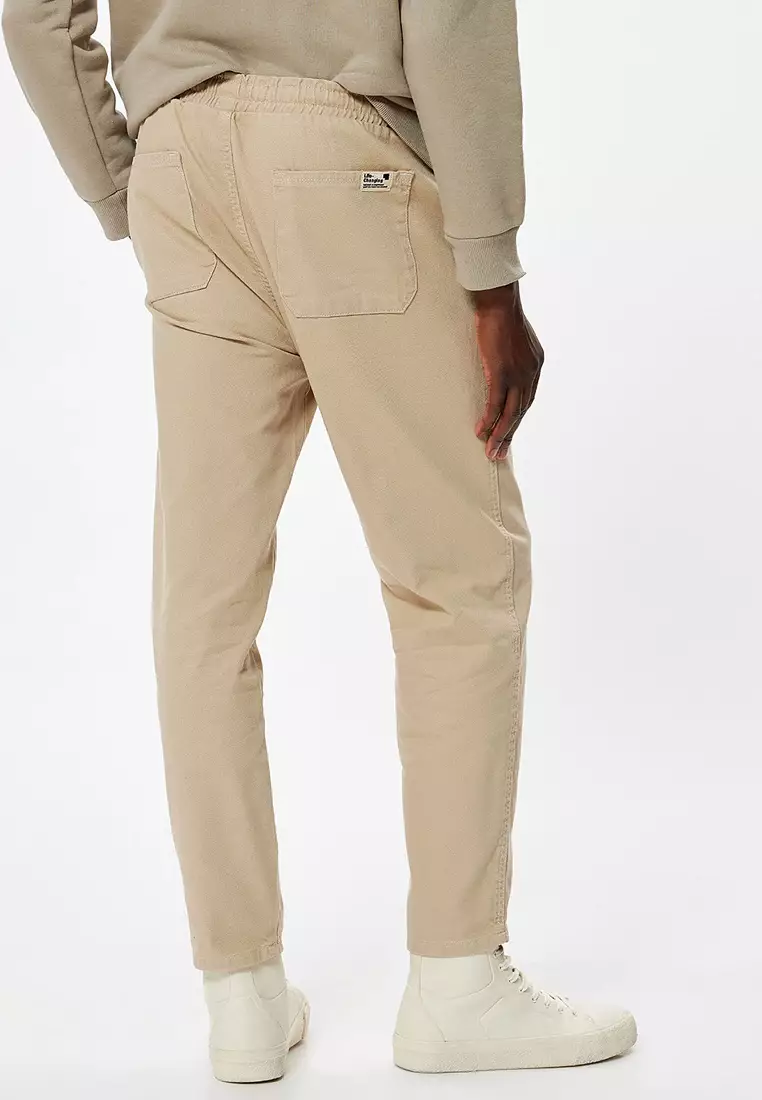 Gabardine Trousers With Lace Waist Pocket Detail Cotton